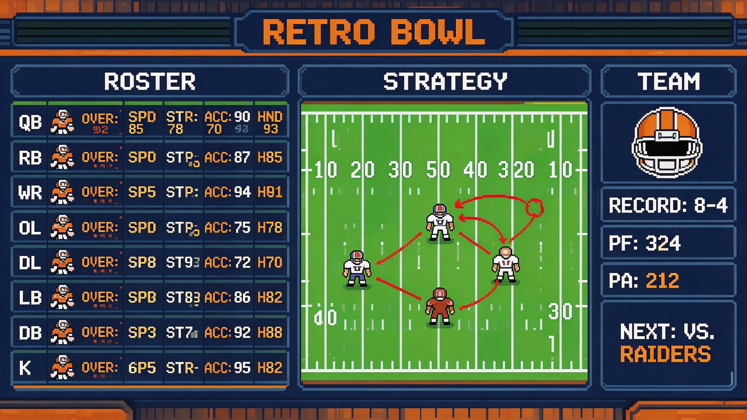 Retro Bowl team management